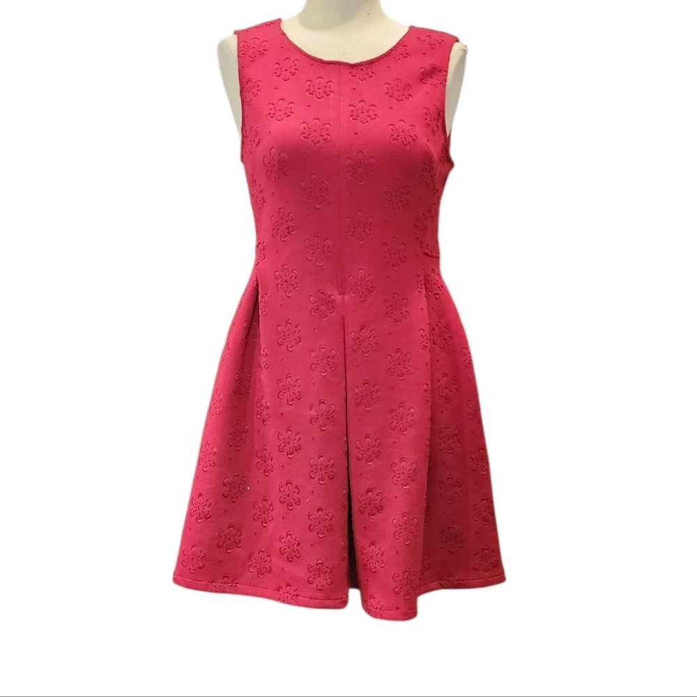 Alya Vibrant Burgandy Cut-Out Floral Mini Dress